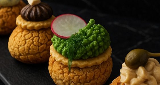 Salzige Choux mit Kräutercreme und Radieschen